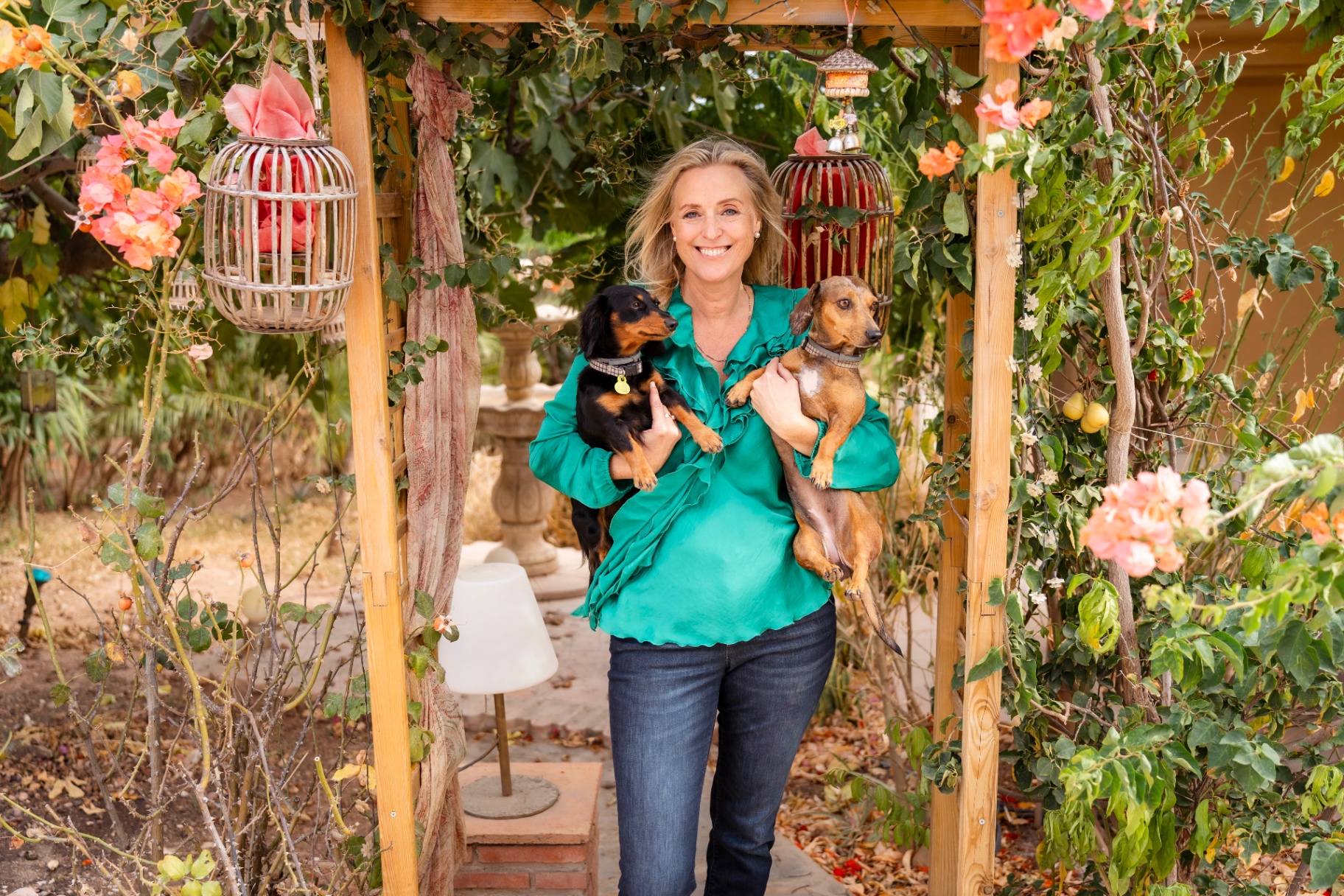 Sara Lee with her dogs at Casa Eden in Andalucía, Spain